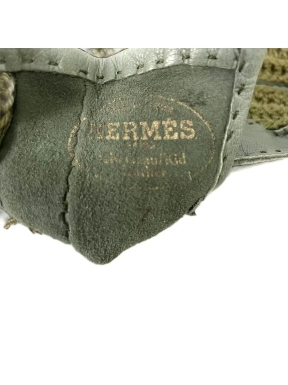 Hermes Leather Gloves Contrast Green